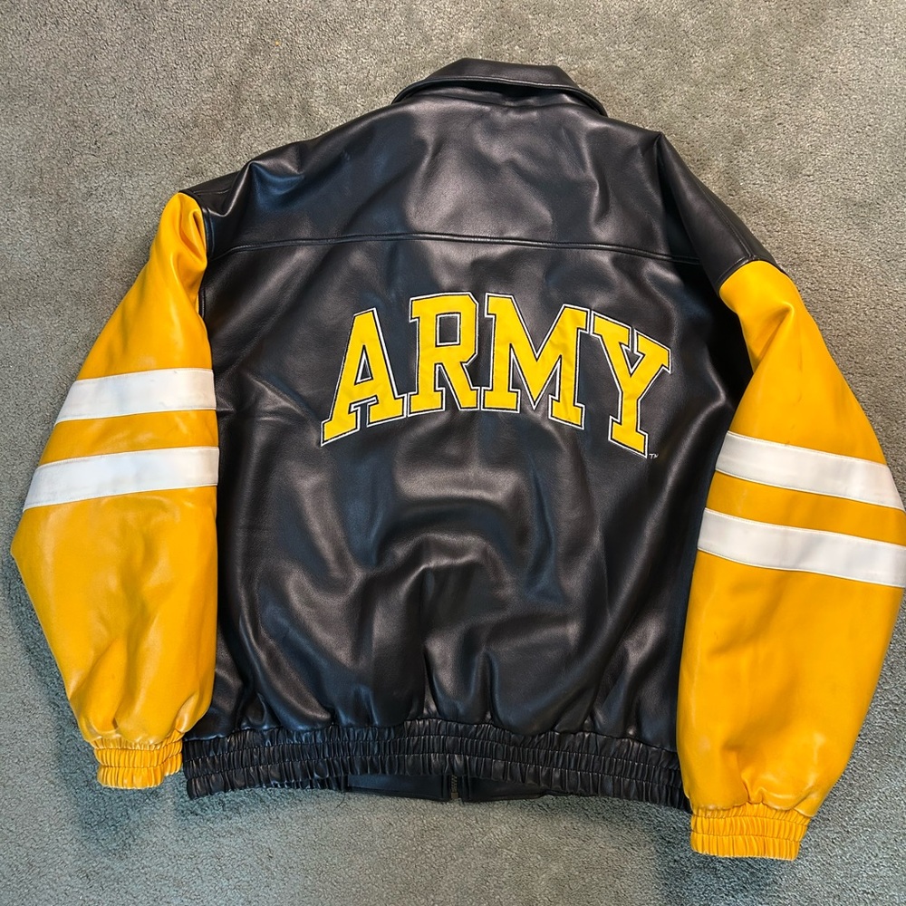 Vintage 90s Army Black Knights Leather Varsity Jacket Size XL Steve & Barry’s